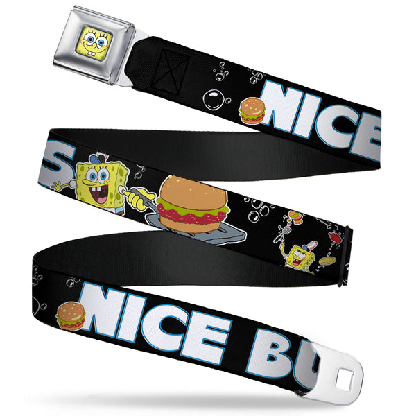 Buckle-Down Sponge Bob Face CLOSE-UP Full Color Seatbelt Belt - SpongeBob & Krabby Patty NICE BUNS Webbing