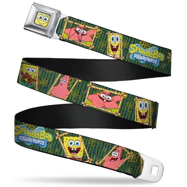 Buckle-Down Sponge Bob Face CLOSE-UP Full Color Seatbelt Belt - SpongeBob & Patrick Starfish Bamboo Frames/Logo Webbing