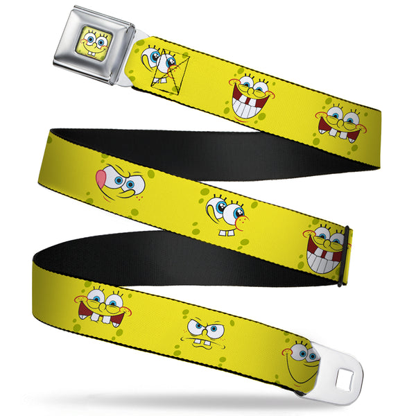 Buckle-Down SpongeBob Face CLOSE-UP Full Color Seatbelt Belt - SpongeBob Expressions Yellow Webbing