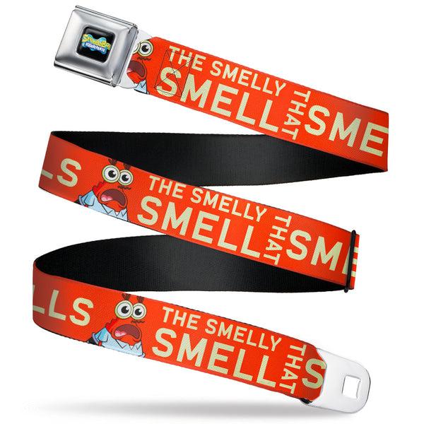 Buckle-Down SpongeBob SquarePants Logo Full Color Black/Blues Seatbelt Belt - SpongeBob Mr. Krabs THE SMELLY SMELL THAT SMELLS Pose Orange Webbing