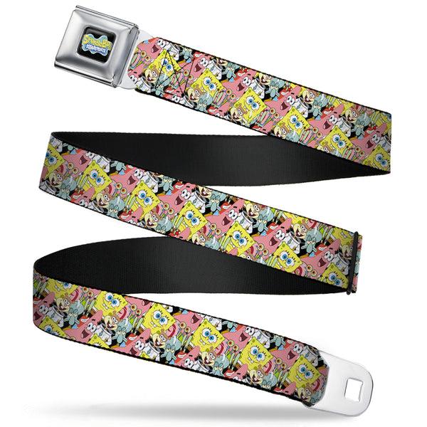 Buckle-Down SpongeBob SquarePants Logo Full Color Black Seatbelt Belt - SpongeBob 5-Characters Stacked Webbing