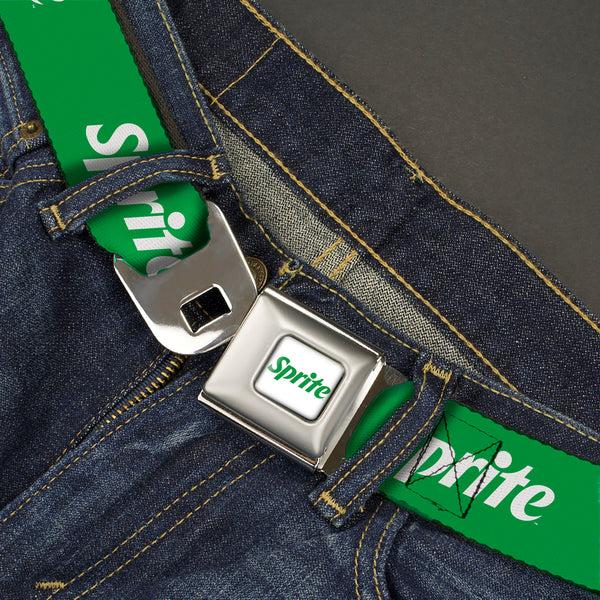 Buckle-Down SPRITE Logo Full Color White/Green Seatbelt Belt - SPRITE Logo Green/White Webbing