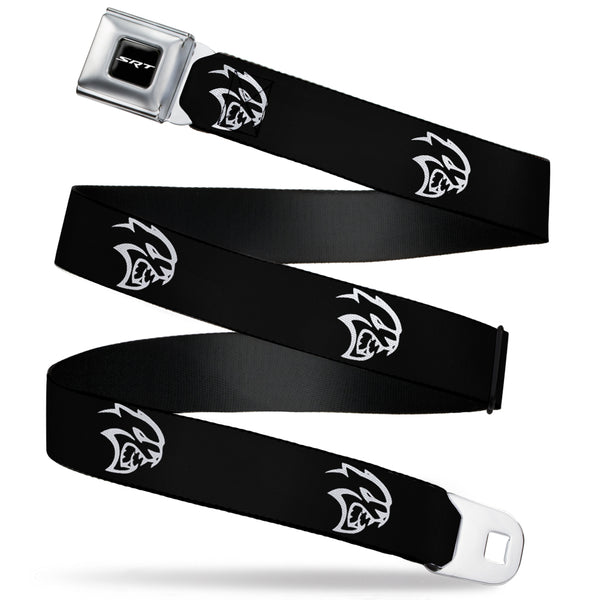 Buckle-Down SRT Logo Full Color Black White Seatbelt Belt - Dodge Hellcat Logo Black/White Webbing