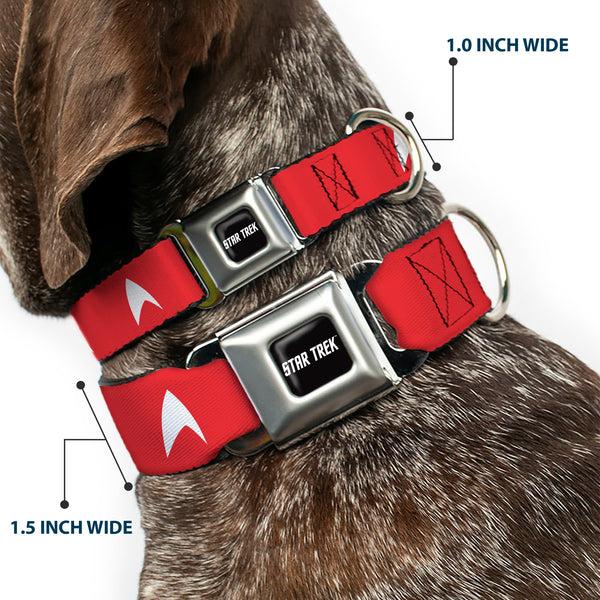 Buckle-Down STAR TREK Text Logo Full Color Black/White Seatbelt Buckle Collar - Star Trek Starfleet Insignia Red/White