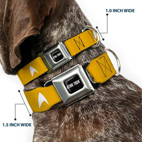 Buckle-Down STAR TREK Text Logo Full Color Black/White Seatbelt Buckle Collar - Star Trek Starfleet Insignia Golden Yellow/White