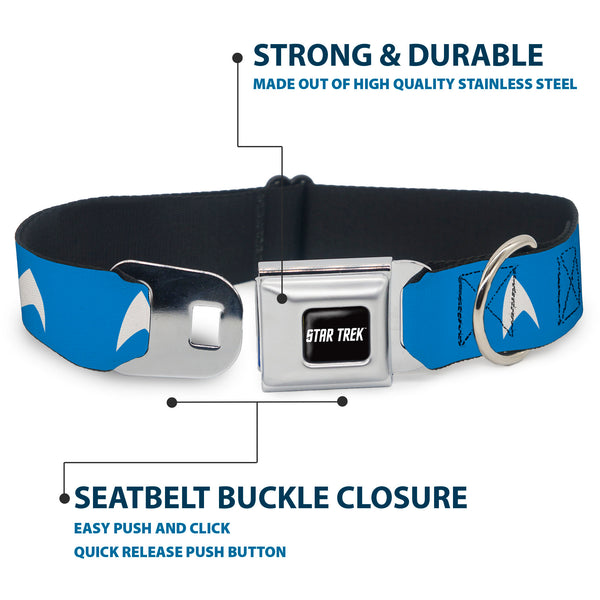 Buckle-Down STAR TREK Text Logo Full Color Black/White Seatbelt Buckle Collar - Star Trek Starfleet Insignia Blue/White