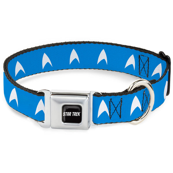 Buckle-Down STAR TREK Text Logo Full Color Black/White Seatbelt Buckle Collar - Star Trek Starfleet Insignia Blue/White