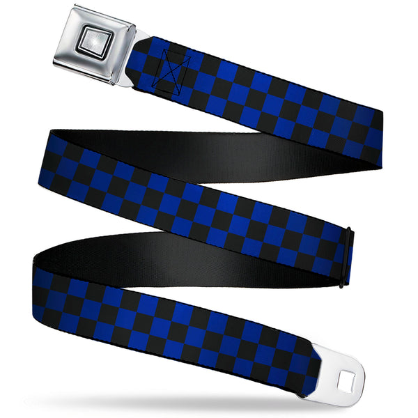 Buckle-Down Starburst Seatbelt Belt - Checker Black/Blue Webbing