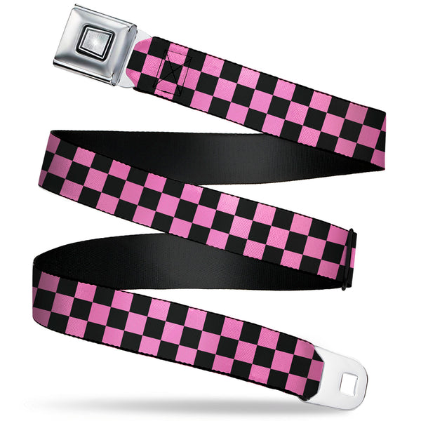 Buckle-Down Starburst Seatbelt Belt - Checker Black/Pink Webbing
