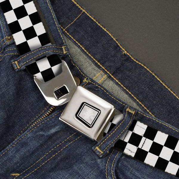 Buckle-Down Starburst Seatbelt Belt - Checker Black/White Webbing