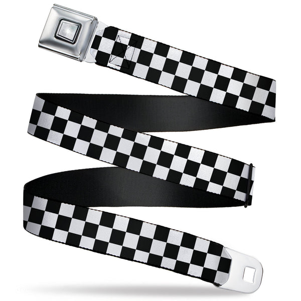 Buckle-Down Starburst Seatbelt Belt - Checker Black/White Webbing