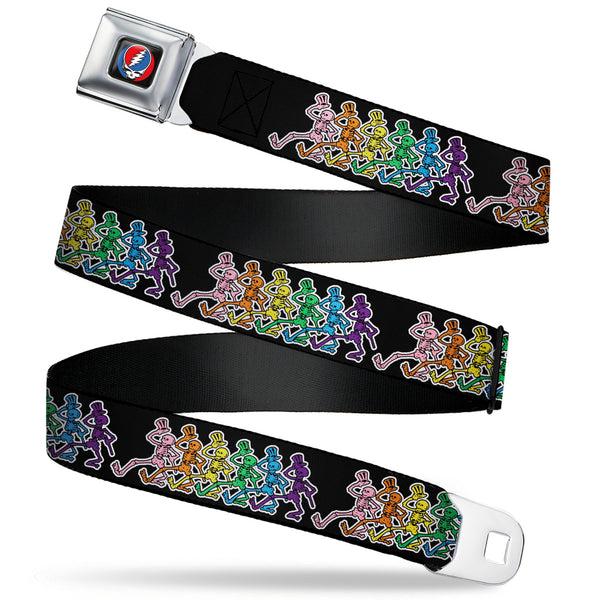 Buckle-Down Steal Your Face Seatbelt Belt - Dancing Skeletons Black/Multi Color Webbing