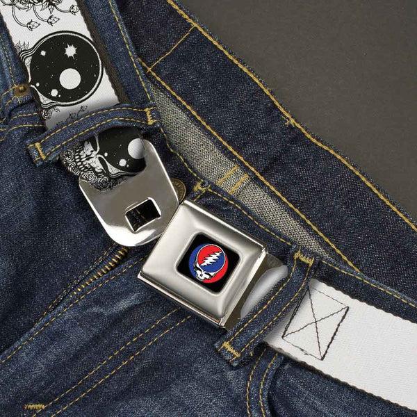Buckle-Down Steal Your Face Seatbelt Belt - Space Your Face White/Black Webbing
