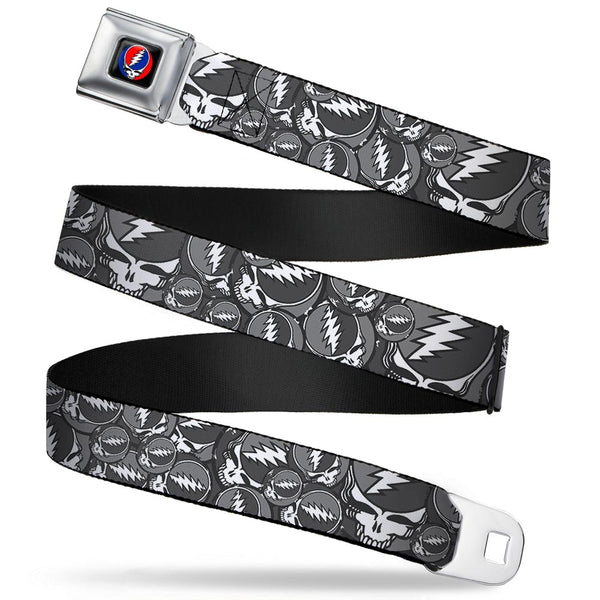 Buckle-Down Steal Your Face Seatbelt Belt - Steal Your Face Stacked Gray Webbing