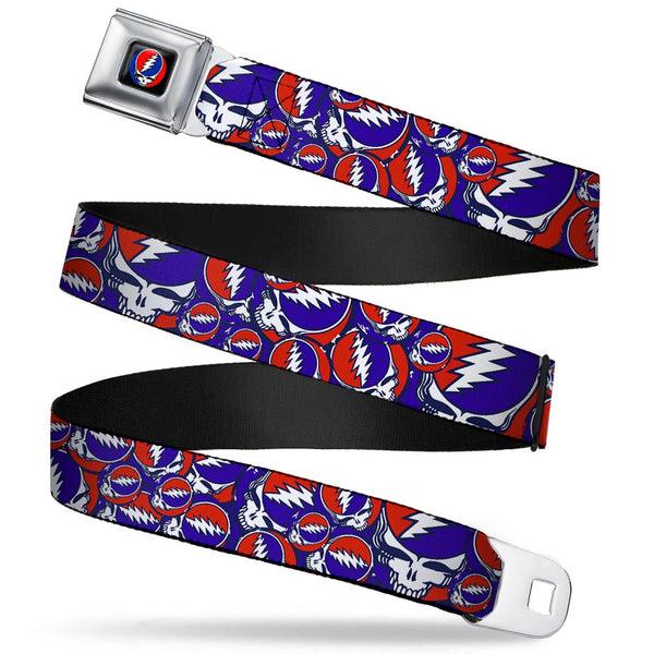 Buckle-Down Steal Your Face Seatbelt Belt - Steal Your Face Stacked Red/White/Blue Webbing