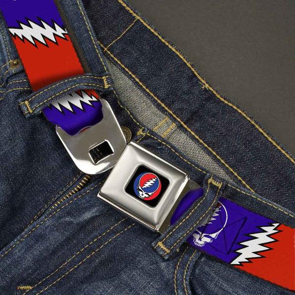 Buckle-Down Steal Your Face Seatbelt Belt - Steal Your Face W/Lightning Bolt Repeat Red/White/Blue Webbing
