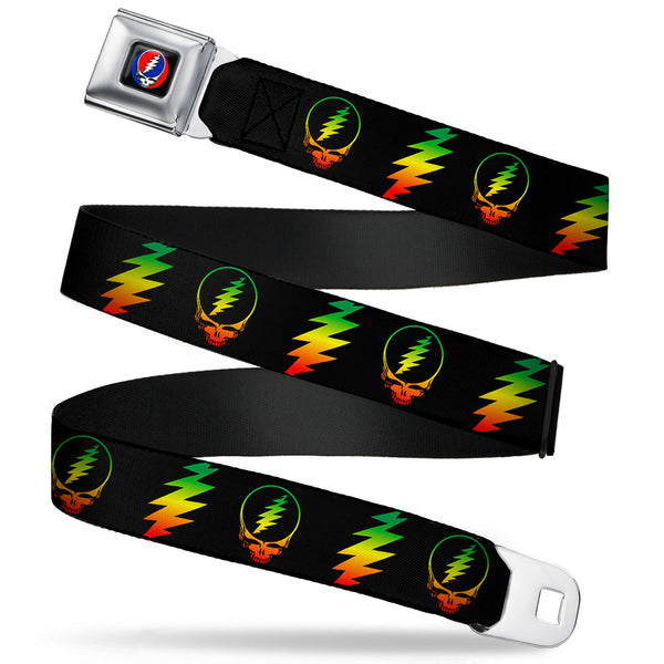 Buckle-Down Steal Your Face Seatbelt Belt - Steal Your Face w/Lightning Bolt Repeat Black/Rasta Webbing