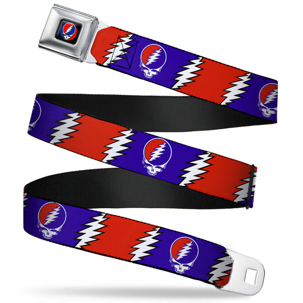 Buckle-Down Steal Your Face Seatbelt Belt - Steal Your Face w/Lightning Bolt Repeat Red/White/Blue Webbing