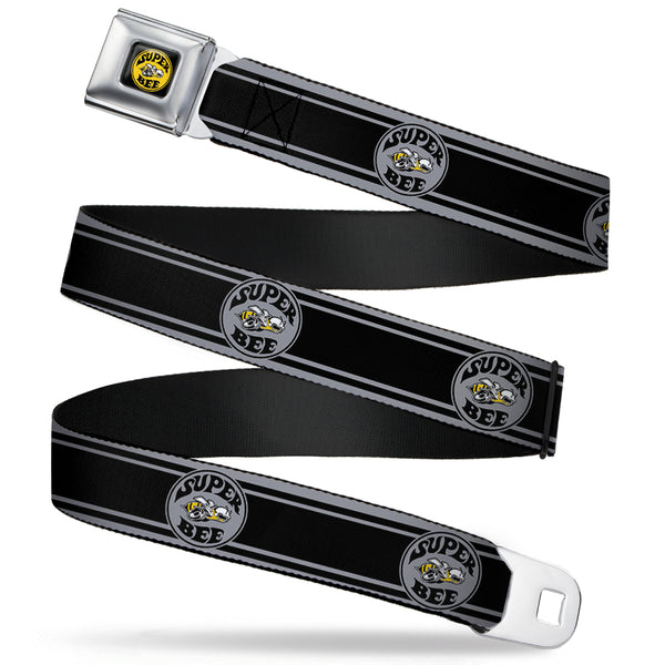 Buckle-Down SUPER BEE Logo Full Color Black Yellow White Seatbelt Belt - SUPER BEE Logo/Stripes Black/Gray/Yellow/White Webbing