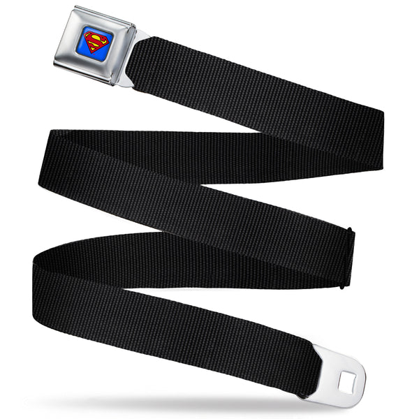 Buckle-Down Superman Full Color Blue Seatbelt Belt - Black Webbing