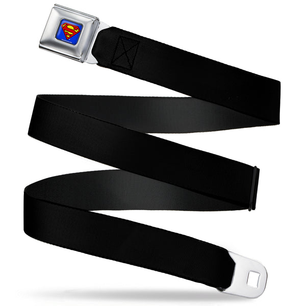 Buckle-Down Superman Full Color Blue Seatbelt Belt - (W10200) Black Webbing