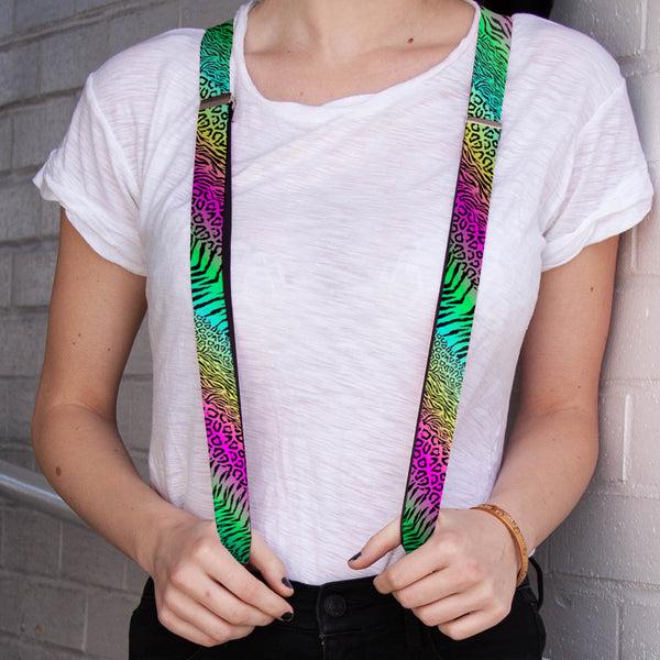 Buckle-Down Suspenders - 1.0" - Animal Skins Rainbow/Black