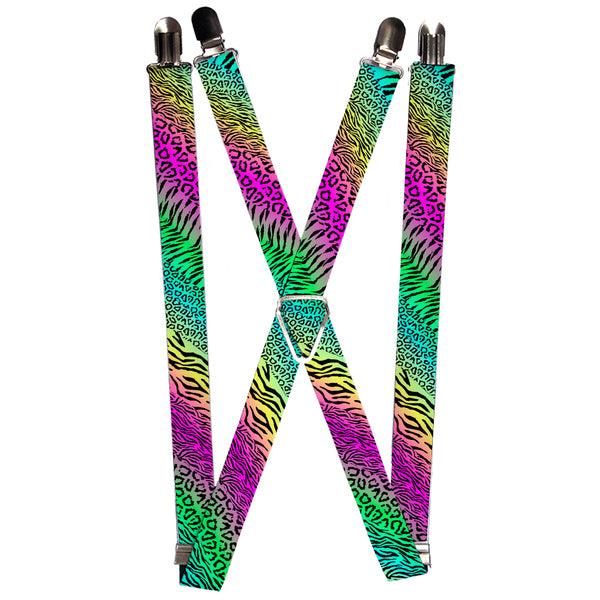 Buckle-Down Suspenders - 1.0" - Animal Skins Rainbow/Black