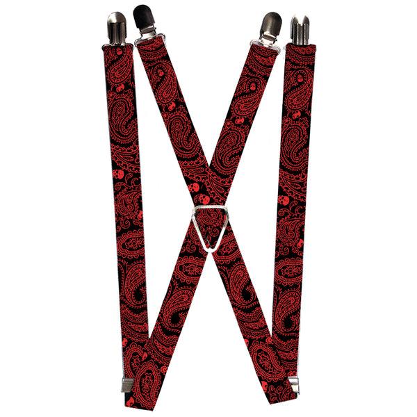 Buckle-Down Suspenders - 1.0" - Bandana/Skulls Black/Red