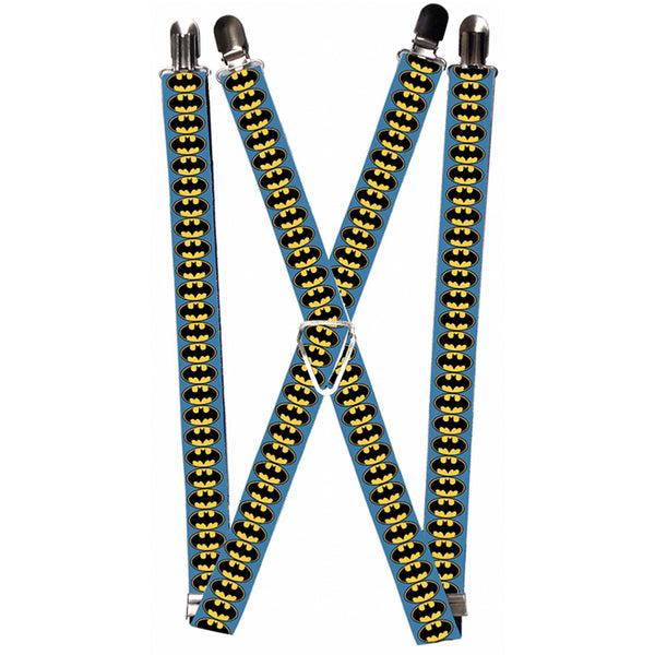 Buckle-Down Suspenders - 1.0" - Bat Signal-3 Blue Black Yellow