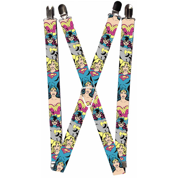 Buckle-Down Suspenders - 1.0" - Batgirl Supergirl Wonder Woman Poses