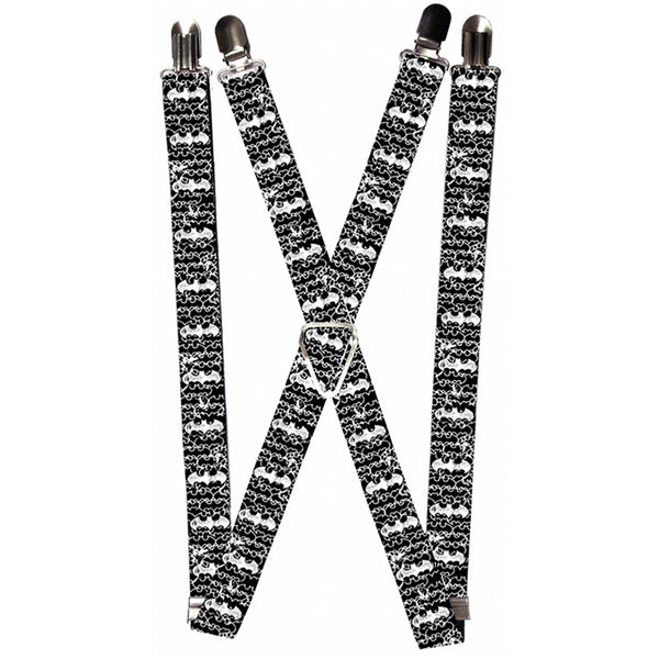 Buckle-Down Suspenders - 1.0" - Batman Outlines Black White