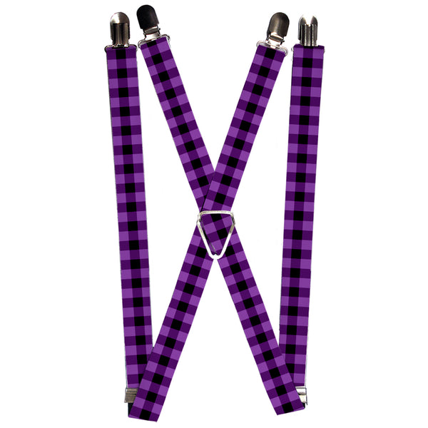 Buckle-Down Suspenders - 1.0" - Buffalo Plaid Black/Purple