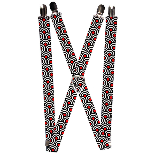 Buckle-Down Suspenders - 1.0" - Bullseye Stacked Black/White/Red