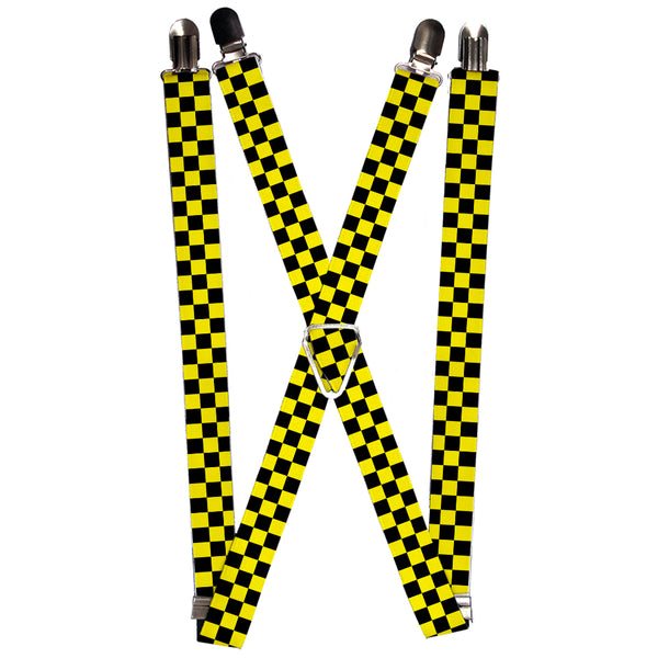 Buckle-Down Suspenders - 1.0" - Checker Black/Neon Yellow