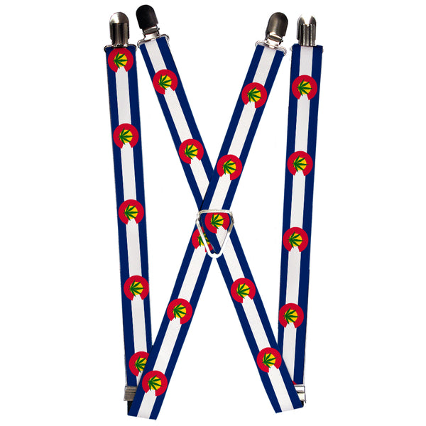 Buckle-Down Suspenders - 1.0" - Colorado Flag/Marijuana Leaf