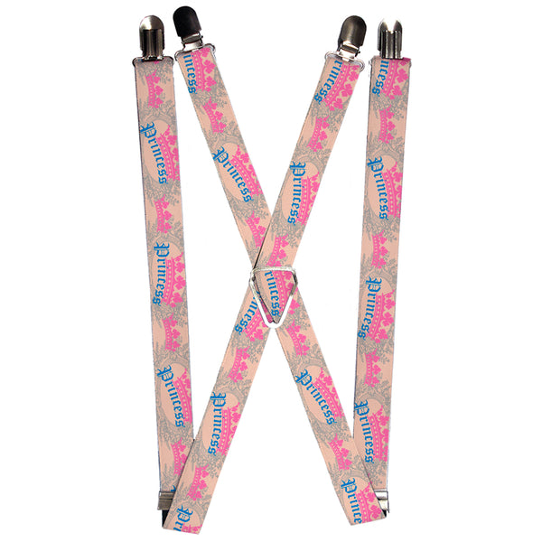 Buckle-Down Suspenders - 1.0" - Crown Princess Oval Baby Pink/Baby Blue