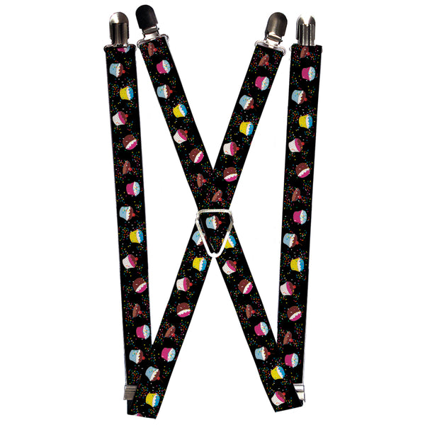 Buckle-Down Suspenders - 1.0" - Cupcake Sprinkles Black/Multi Color