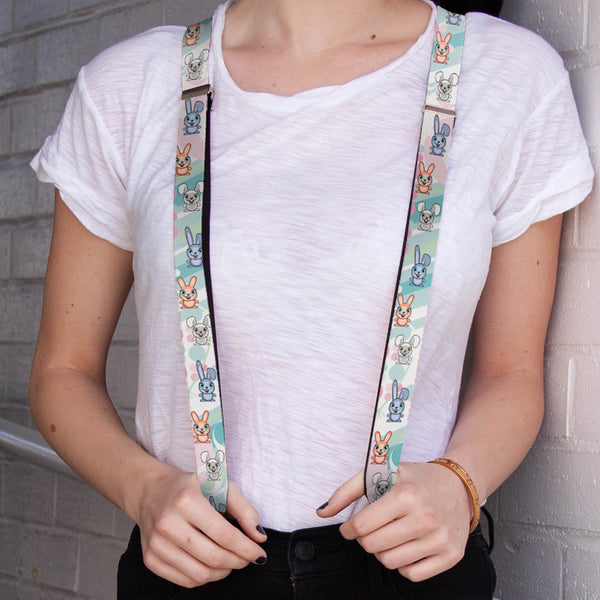 Buckle-Down Suspenders - 1.0" - Cute Bunnies Multi Pastel