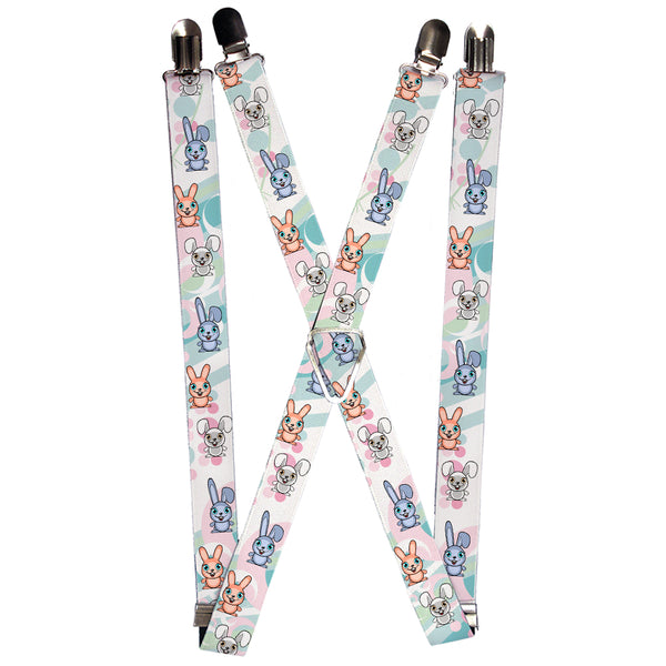 Buckle-Down Suspenders - 1.0" - Cute Bunnies Multi Pastel