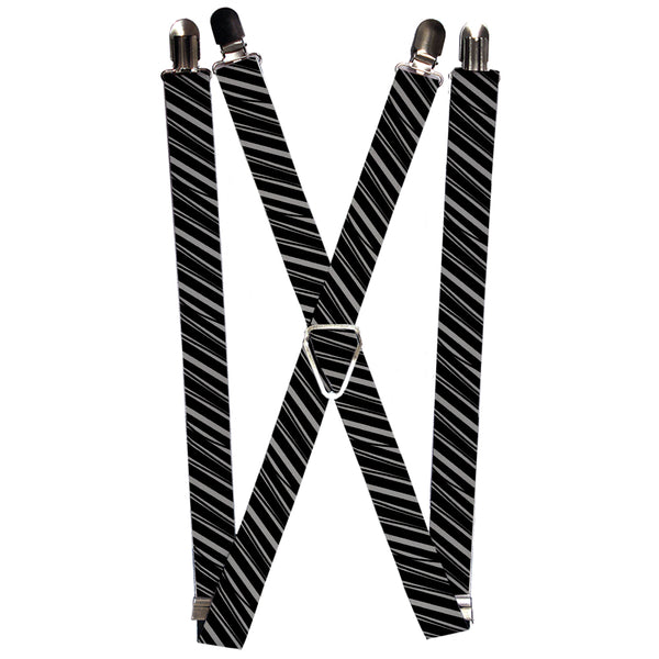 Buckle-Down Suspenders - 1.0" - Diagonal Stripes Scribble Gray/Black