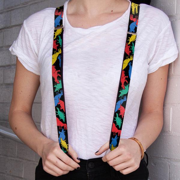 Buckle-Down Suspenders - 1.0" - Dinosaurs Black/Multi Color