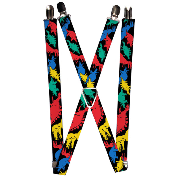Buckle-Down Suspenders - 1.0" - Dinosaurs Black/Multi Color