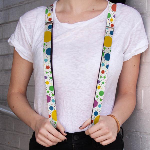 Buckle-Down Suspenders - 1.0" - Dots/Grid3 White/Gray/Multi Color