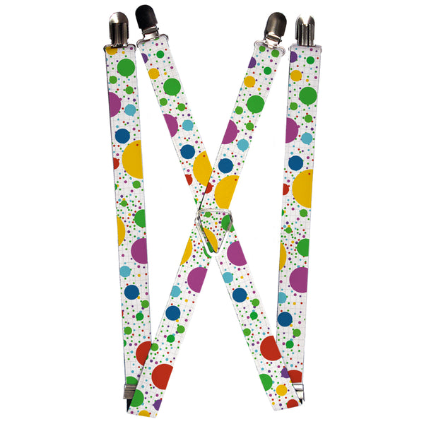 Buckle-Down Suspenders - 1.0" - Dots/Grid3 White/Gray/Multi Color