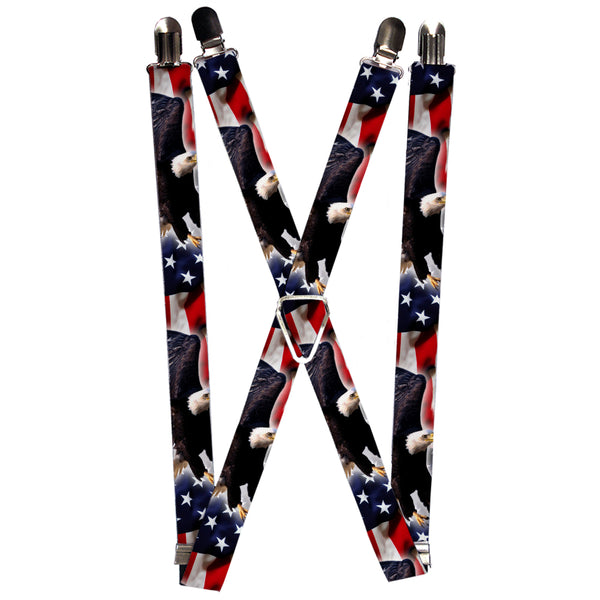 Buckle-Down Suspenders - 1.0" - Flying Eagle/American Flag