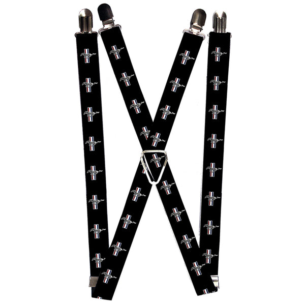 Buckle-Down Suspenders - 1.0" - Ford Mustang w Bars Logo REPEAT