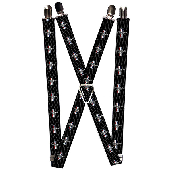 Buckle-Down Suspenders - 1.0" - Ford Mustang w Bars REPEAT w Text