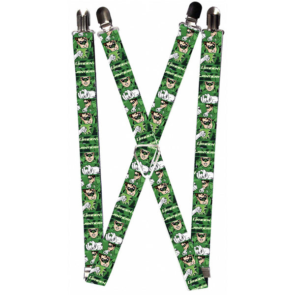 Buckle-Down Suspenders - 1.0" - Green Lantern Green Glow w Text