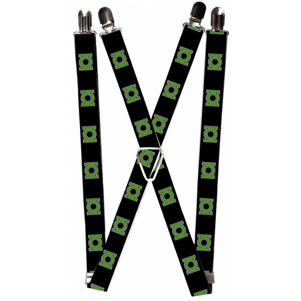 Buckle-Down Suspenders - 1.0" - Green Lantern Logo Black Green