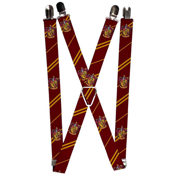 Buckle-Down Suspenders - 1.0" - Gryffindor Crest Stripe2 Burgundy Gold